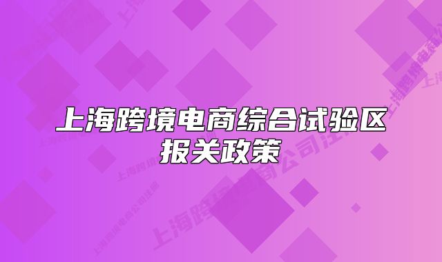 上海跨境电商综合试验区报关政策