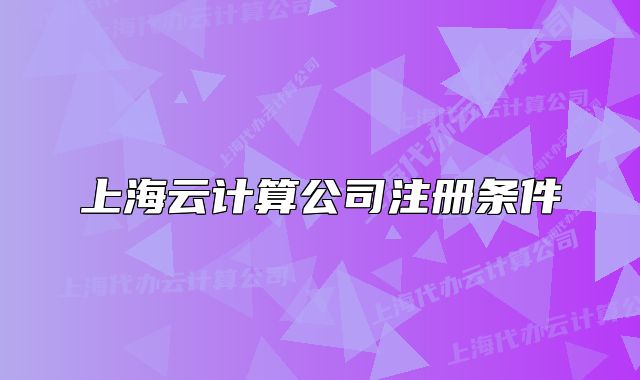 上海云计算公司注册条件