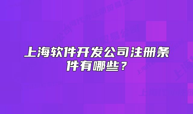 上海软件开发公司注册条件有哪些?