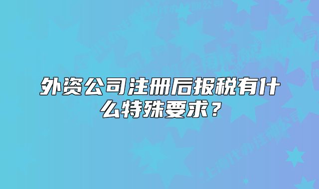 外资公司注册后报税有什么特殊要求?