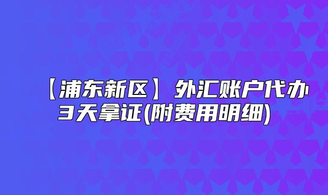 【浦东新区】外汇账户代办3天拿证(附费用明细)