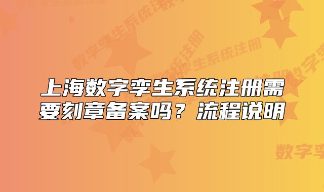 上海数字孪生系统注册需要刻章备案吗?流程说明