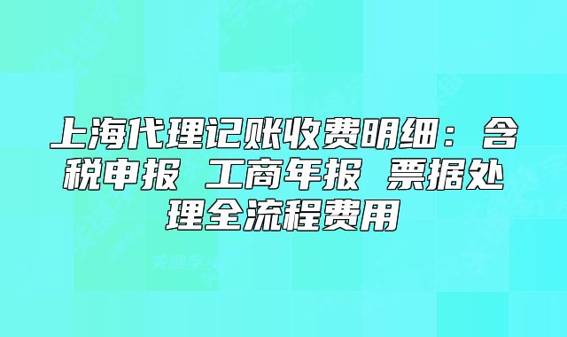 上海代理记账收费明细:含税申报 工商年报 票据处理全流程费用