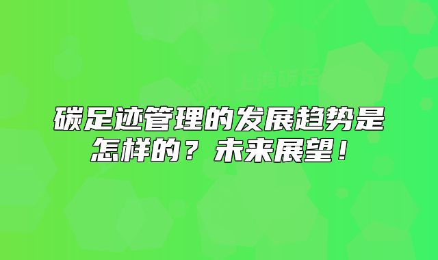 碳足迹管理的发展趋势是怎样的?未来展望!