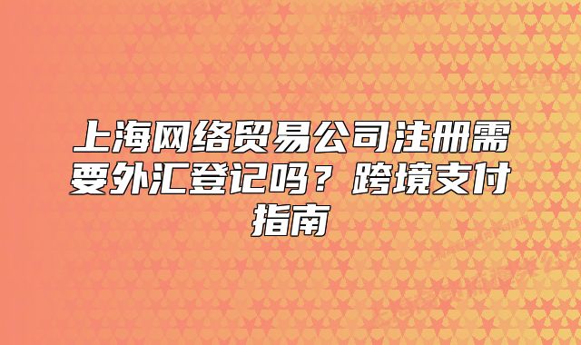 上海网络贸易公司注册需要外汇登记吗?跨境支付指南