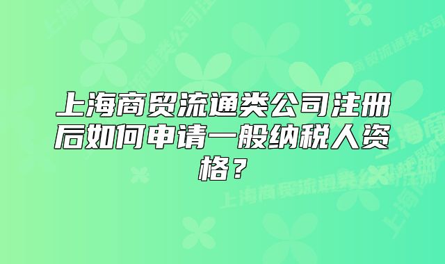 上海商贸流通类公司注册后如何申请一般纳税人资格?