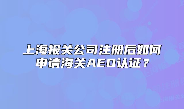 上海报关公司注册后如何申请海关AEO认证？