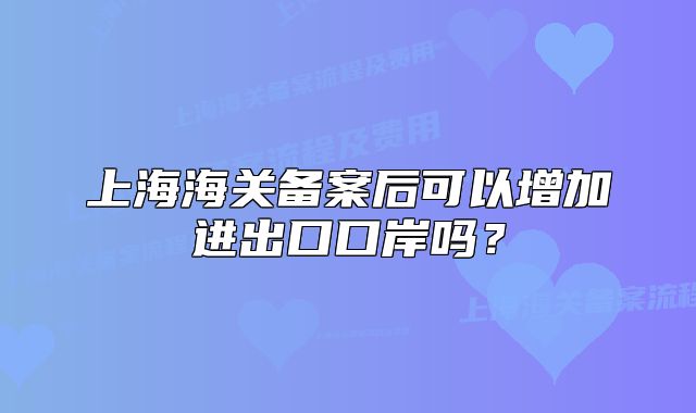 上海海关备案后可以增加进出口口岸吗?
