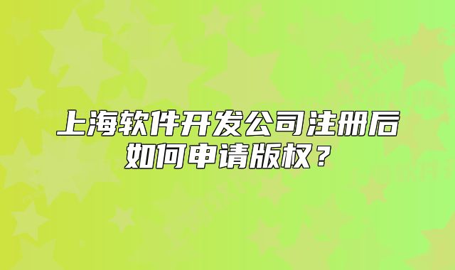 上海软件开发公司注册后如何申请版权?