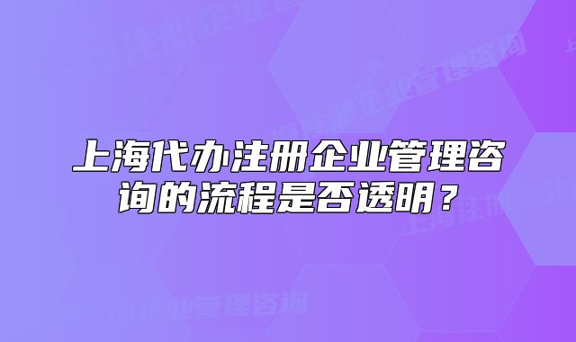 上海代办注册企业管理咨询的流程是否透明?