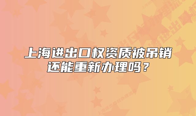 上海进出口权资质被吊销还能重新办理吗?