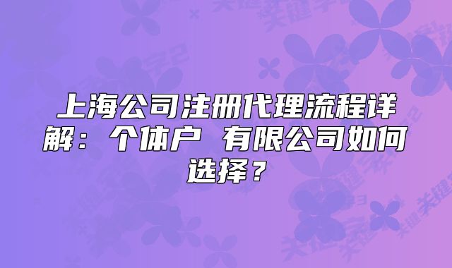 上海公司注册代理流程详解：个体户 有限公司如何选择？