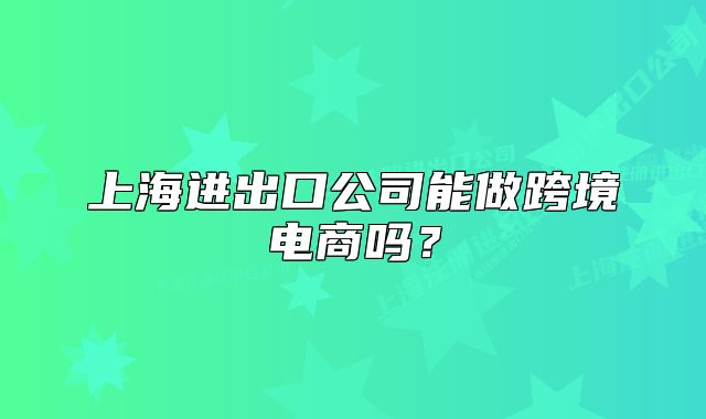 上海进出口公司能做跨境电商吗?