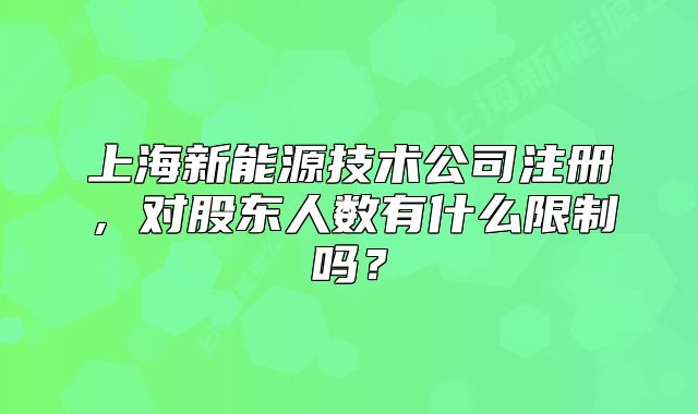 上海新能源技术公司注册,对股东人数有什么限制吗?