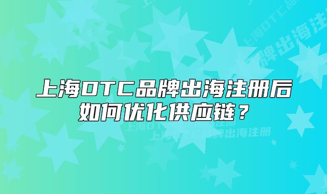 上海DTC品牌出海注册后如何优化供应链?