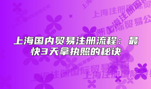 上海国内贸易注册流程:最快3天拿执照的秘诀