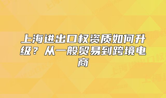 上海进出口权资质如何升级?从一般贸易到跨境电商