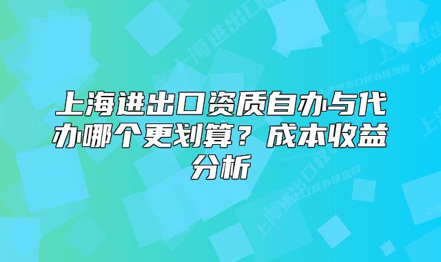 上海进出口资质自办与代办哪个更划算?成本收益分析