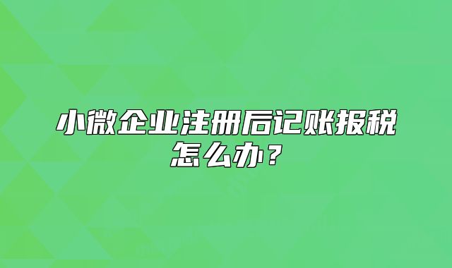 小微企业注册后记账报税怎么办?