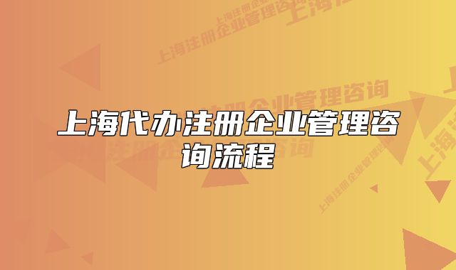 上海代办注册企业管理咨询流程