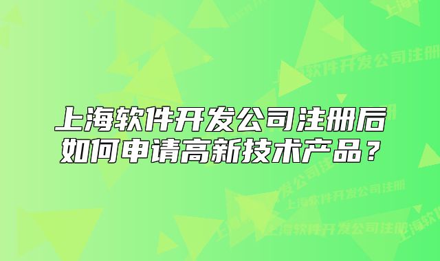 上海软件开发公司注册后如何申请高新技术产品?