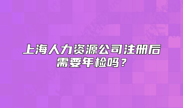 上海人力资源公司注册后需要年检吗?