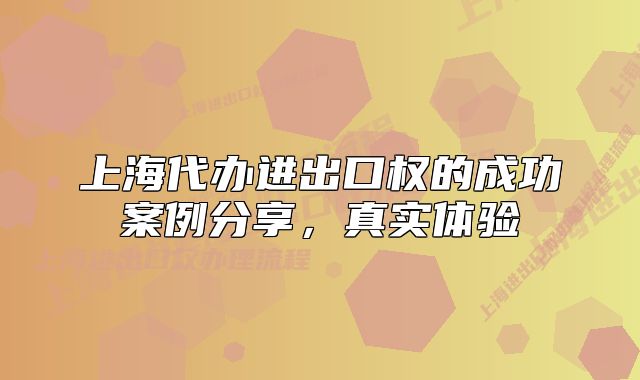 上海代办进出口权的成功案例分享,真实体验