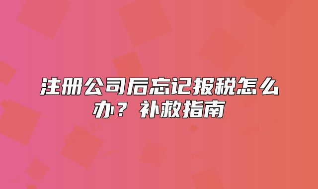 注册公司后忘记报税怎么办?补救指南