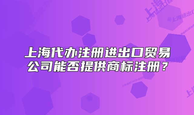 上海代办注册进出口贸易公司能否提供商标注册?