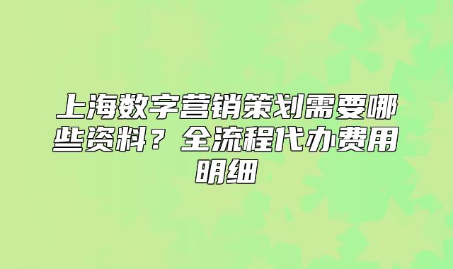 上海数字营销策划需要哪些资料?全流程代办费用明细