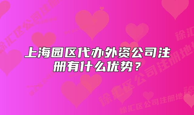 上海园区代办外资公司注册有什么优势?