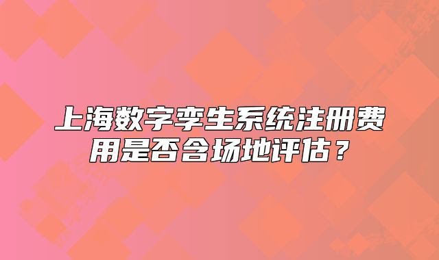 上海数字孪生系统注册费用是否含场地评估?