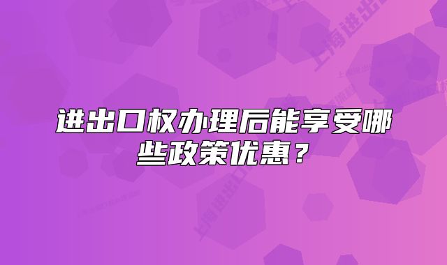 进出口权办理后能享受哪些政策优惠?