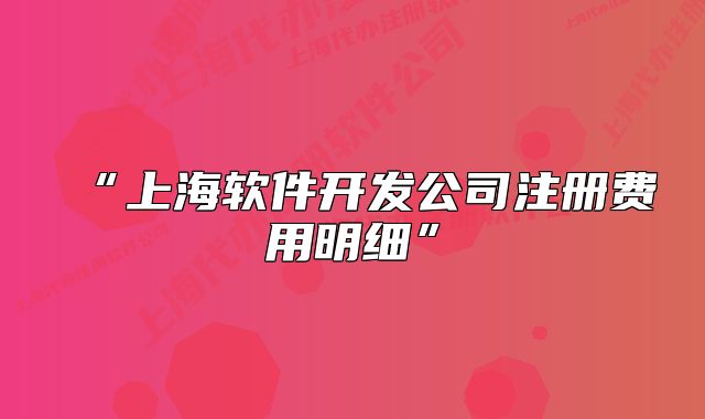 “上海软件开发公司注册费用明细”