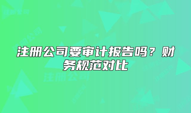 注册公司要审计报告吗?财务规范对比