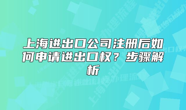 上海进出口公司注册后如何申请进出口权?步骤解析
