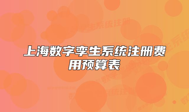 上海数字孪生系统注册费用预算表