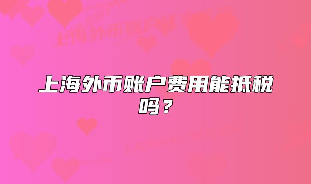 上海外币账户费用能抵税吗?