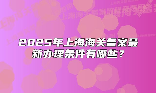 2025年上海海关备案最新办理条件有哪些？