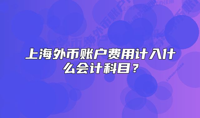 上海外币账户费用计入什么会计科目?