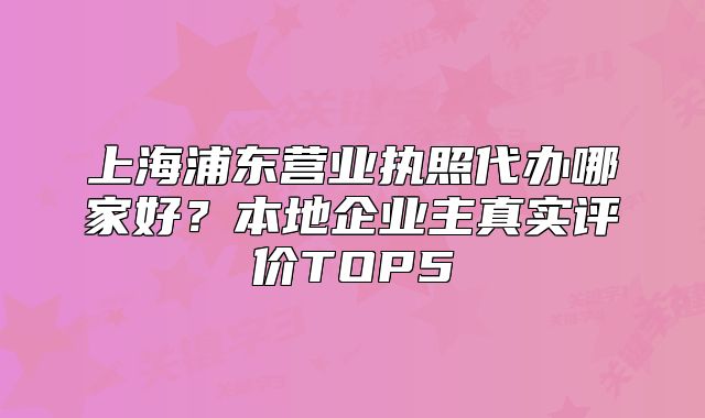 上海浦东营业执照代办哪家好?本地企业主真实评价TOP5