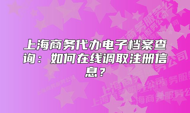 上海商务代办电子档案查询:如何在线调取注册信息?