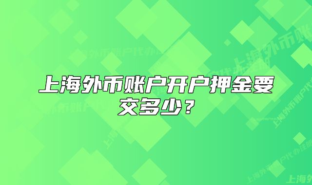 上海外币账户开户押金要交多少?