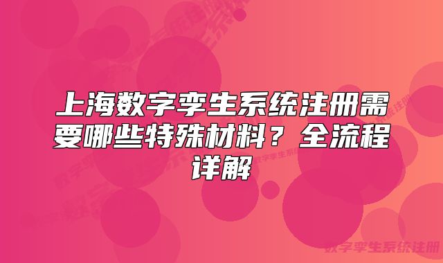 上海数字孪生系统注册需要哪些特殊材料？全流程详解