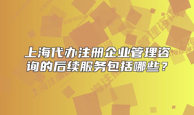 上海代办注册企业管理咨询的后续服务包括哪些?