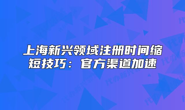 上海新兴领域注册时间缩短技巧:官方渠道加速