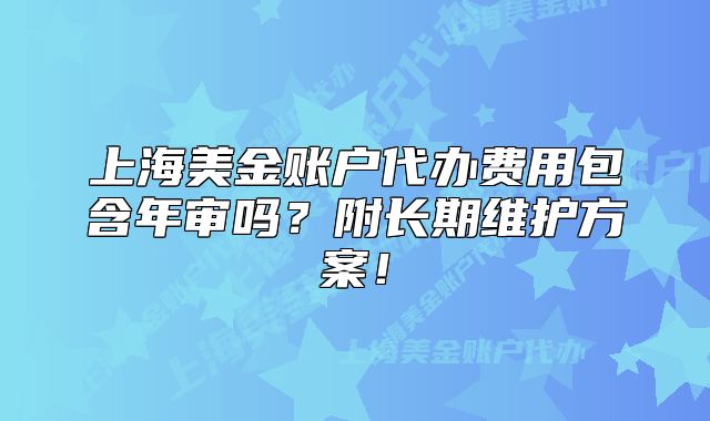 上海美金账户代办费用包含年审吗？附长期维护方案！