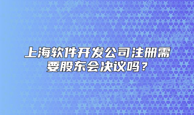 上海软件开发公司注册需要股东会决议吗？