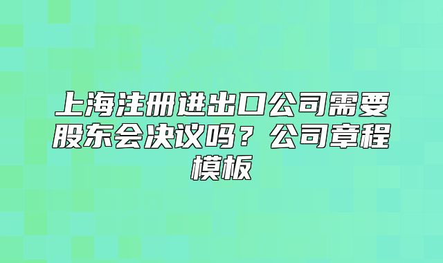 上海注册进出口公司需要股东会决议吗?公司章程模板