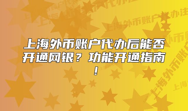 上海外币账户代办后能否开通网银?功能开通指南!